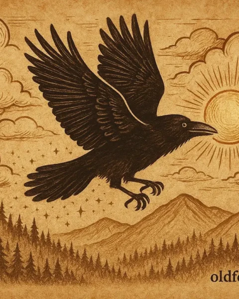 The Raven carrying the sun across the sky Pacific Northwest First Nations legend