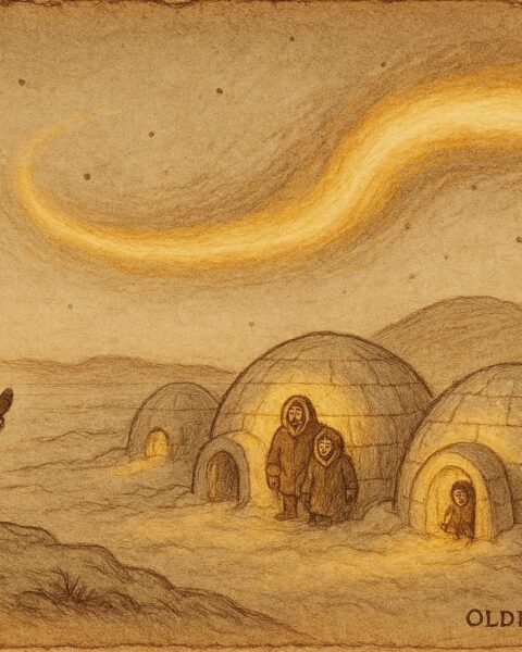 A child bringing temporary daylight to an Inuit village, Arctic Canada folklore.