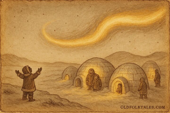 A child bringing temporary daylight to an Inuit village, Arctic Canada folklore.