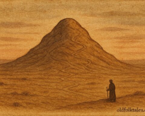 A sacred hill with shifting paths, Nlaka’pamux folktale from Canada.