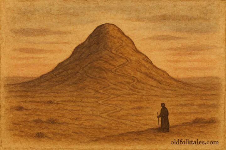 A sacred hill with shifting paths, Nlaka’pamux folktale from Canada.