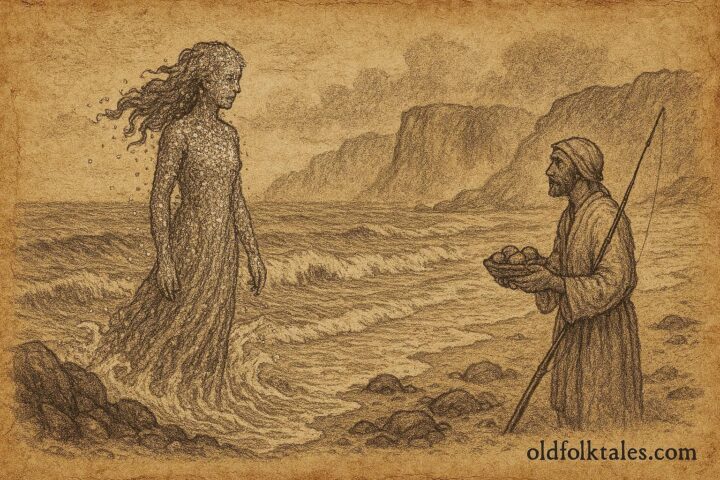 A woman turning to salt on the shoreline, Maritime folklore, Grand Manan Island.