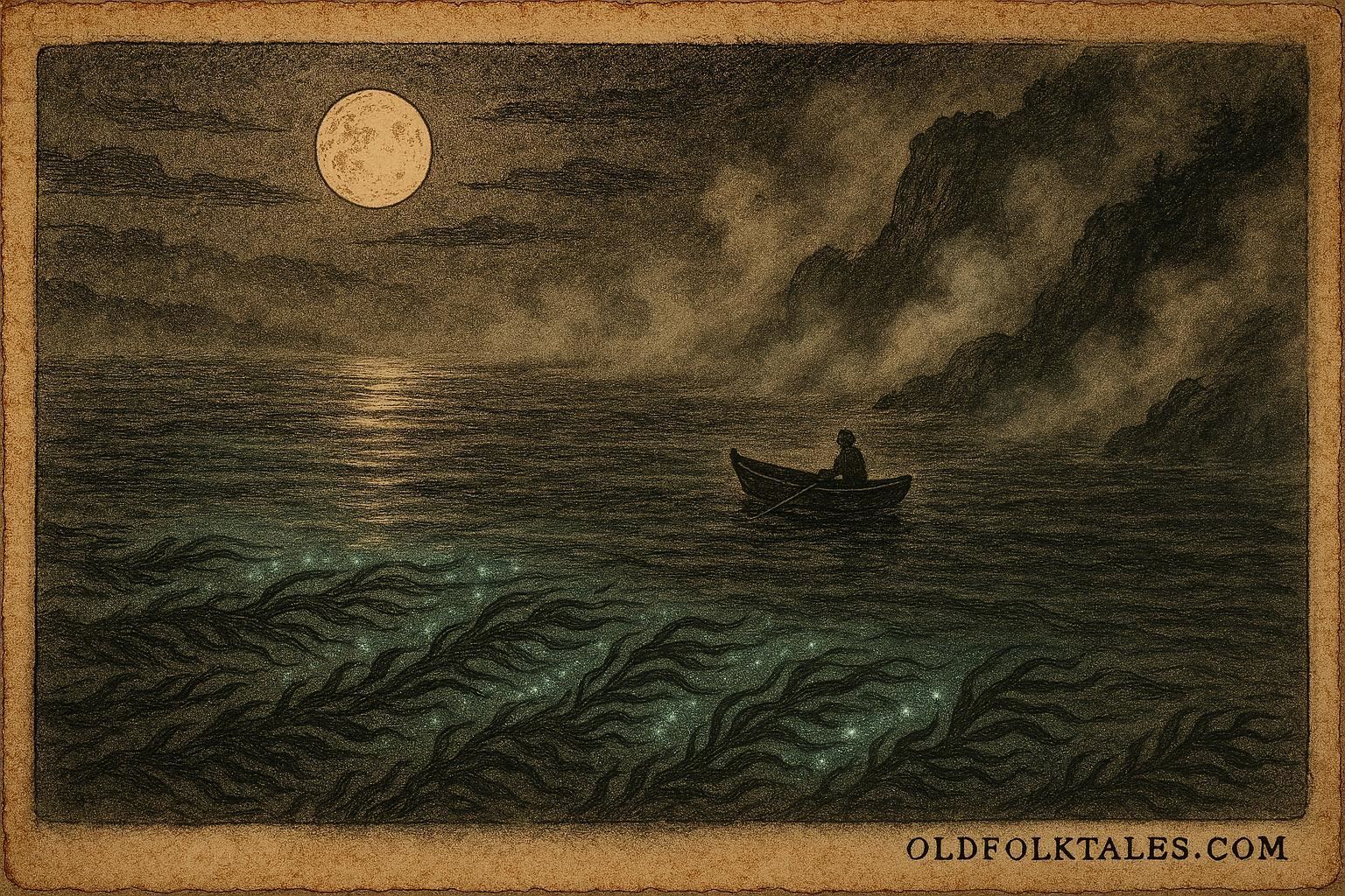 A boat guided by glowing kelp, Maritime folklore, Nova Scotia.