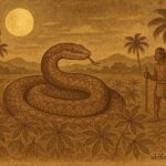 A snake guarding cassava fields in Taíno Caribbean folklore
