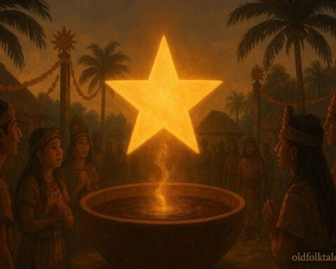 A star landing in a cacao bowl, Maya peoples, Guatemala and Honduras folklore.