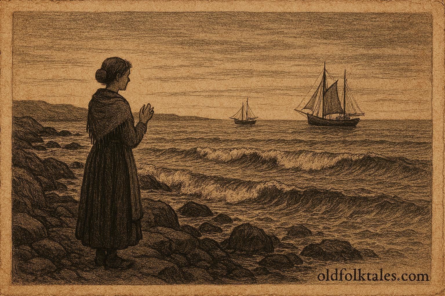 A woman observing wave patterns, Maritime folklore from Nova Scotia.