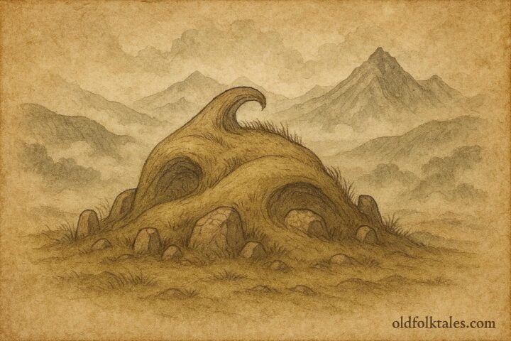 A sacred Andean hill reshaping itself to protect ancestral graves.