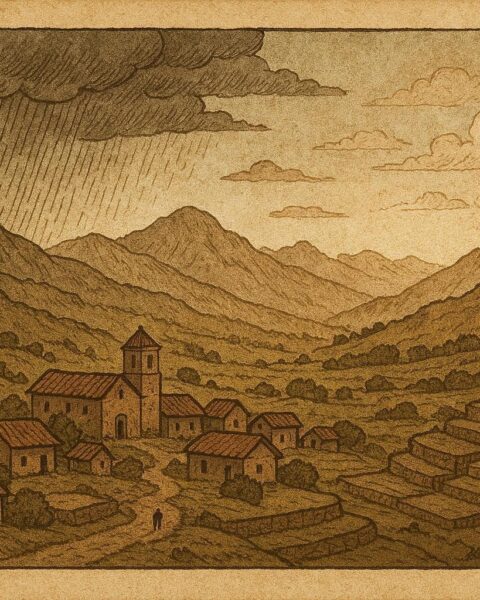 An Andean village avoided by rain clouds, Aymara folktale from Bolivia.