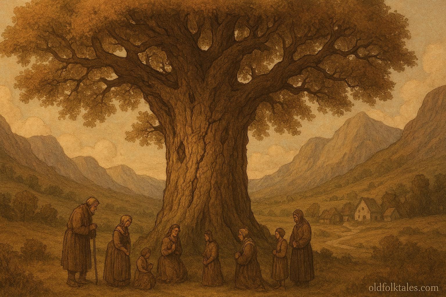 A scarred tree recording history, Zapotec folklore, Oaxaca.