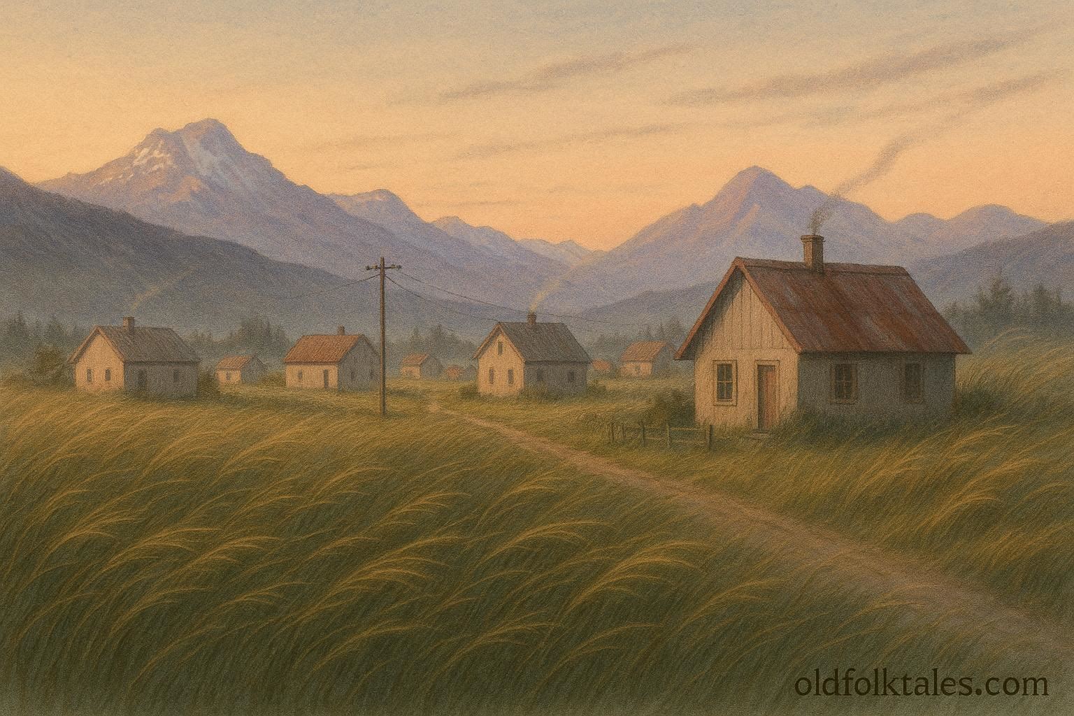 A quiet village touched by a whispering wind, Mapuche folklore from Patagonia.