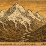 Snow covered Ausangate mountains shedding melting tears into valleys, Quechua legend from Peru