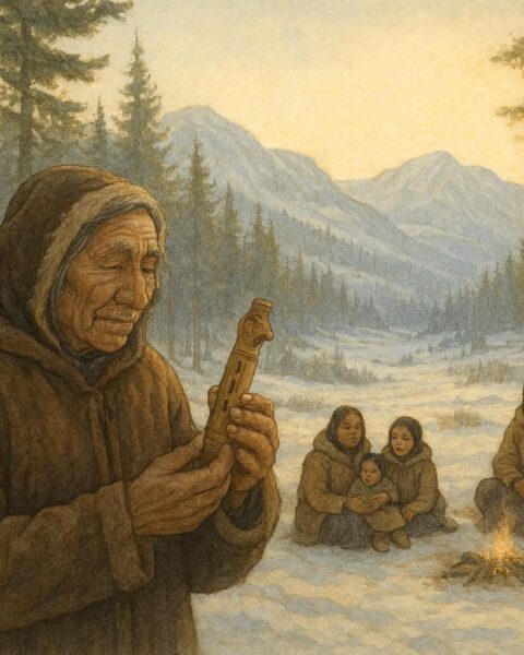 Dene sacred whistle used to calm villagers, teaching patience and listening, Northwest Territories, Canada